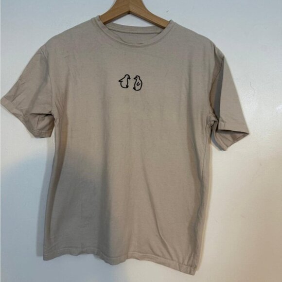 Beige Penguin Embroidery Graphic Tee - Size S - Picture 4 of 8